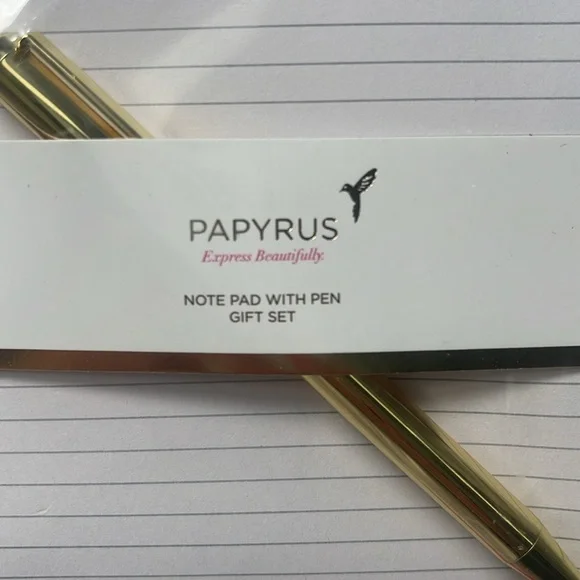 🆕Papyrus Floral Note Pad Set with Gold Pen - Picture 2 of 3